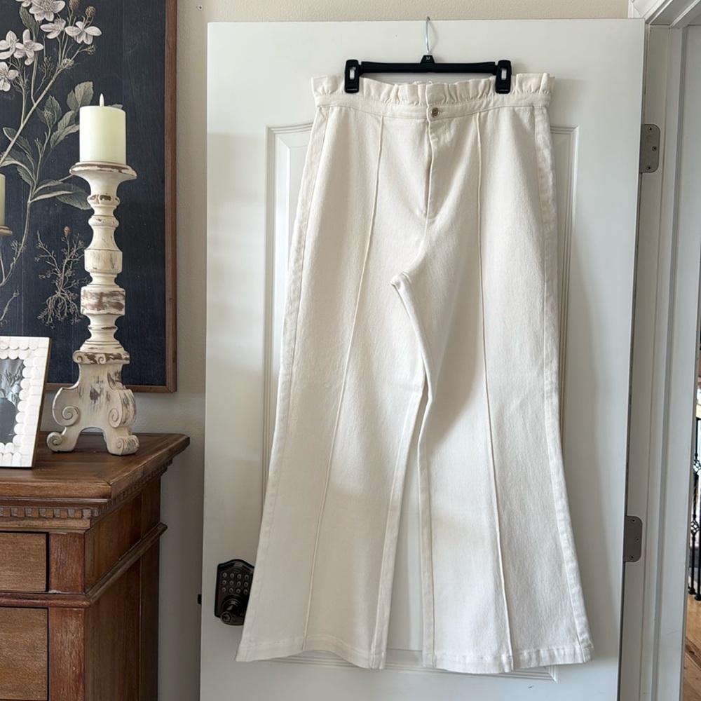 Emily McCarthy cream ruffle top pants